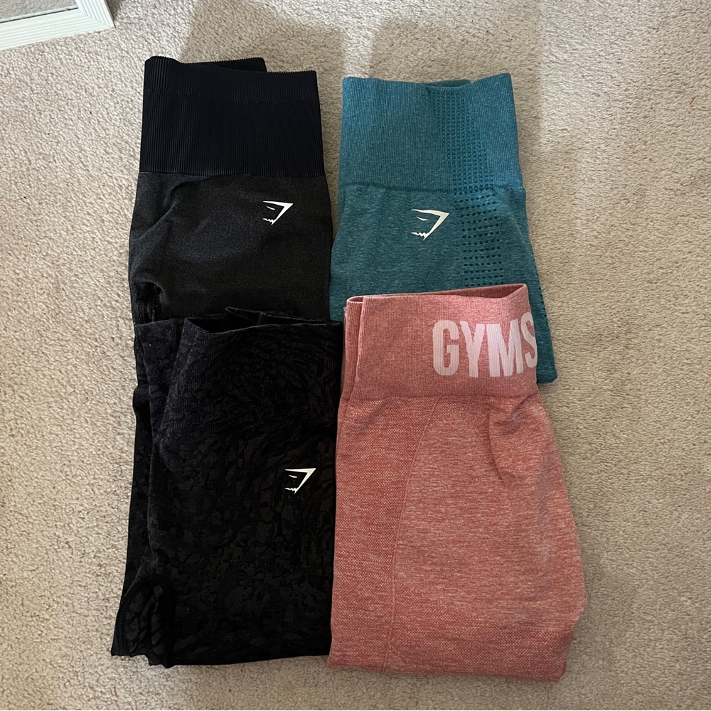 4 Gymshark Leggings - Black, Teal, Pink, Grey